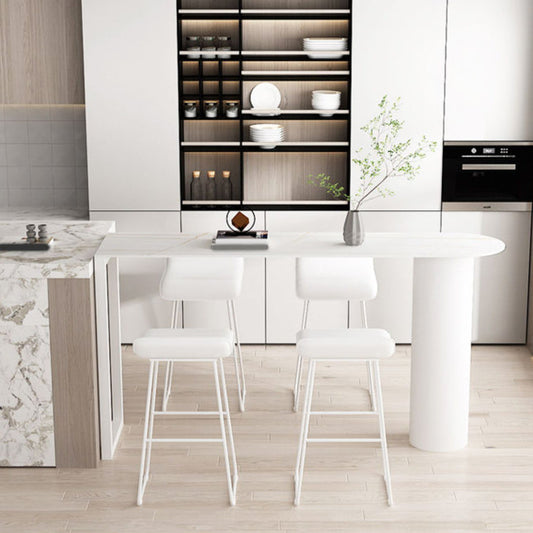 1/2/3/5 Pieces Bar Stool and Table Set White Oval Pub Table Set