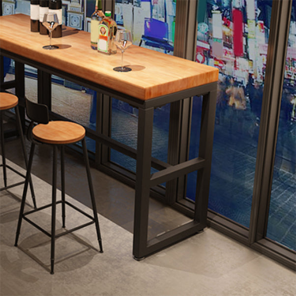 工業用長方形パブテーブルセット 1/4/6/7 ピース無垢材ビストロセット