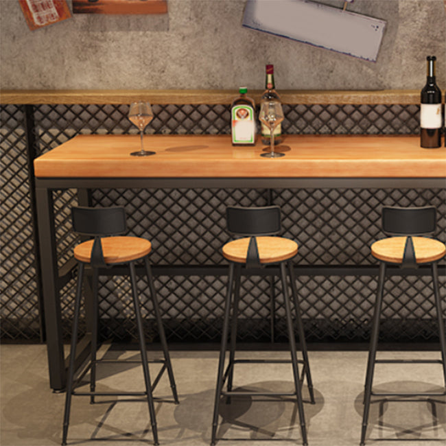 工業用長方形パブテーブルセット 1/4/6/7 ピース無垢材ビストロセット