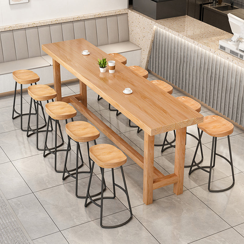 1/2/5/6/11 Pieces Table and Stool Set Modern Rectangular Pub Set Table & Chair(s) 78.7"L x 17.7"W x 41.3"H Natural Wood Black Clearhalo 'Bar Furniture' 'furn' 'furn_home_bar_bar_sets' 'Furniture' 'Home Bars & Bar Sets' 'home_bar_bar_sets' 'Kitchen & Dining Furniture' 7030147