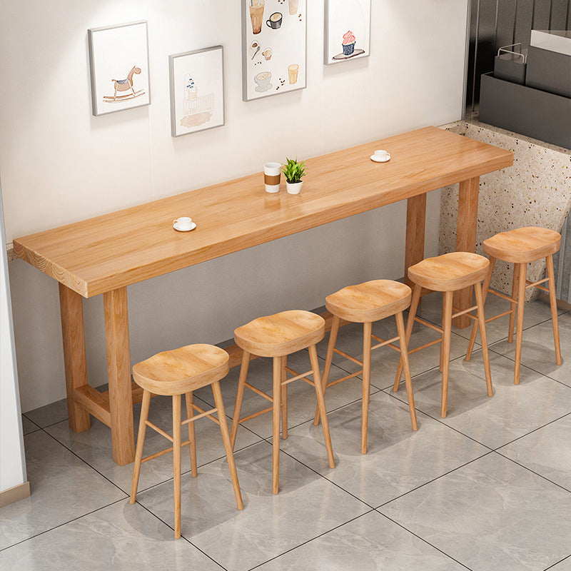 1/2/5/6/11 Pieces Table and Stool Set Modern Rectangular Pub Set Table & Chair(s) 63"L x 17.7"W x 41.3"H Natural Clearhalo 'Bar Furniture' 'furn' 'furn_home_bar_bar_sets' 'Furniture' 'Home Bars & Bar Sets' 'home_bar_bar_sets' 'Kitchen & Dining Furniture' 7030149