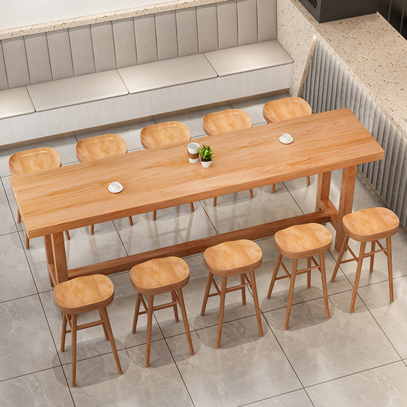1/2/5/6/11 Pieces Table and Stool Set Modern Rectangular Pub Set Table & Chair(s) 78.7"L x 17.7"W x 41.3"H Natural Clearhalo 'Bar Furniture' 'furn' 'furn_home_bar_bar_sets' 'Furniture' 'Home Bars & Bar Sets' 'home_bar_bar_sets' 'Kitchen & Dining Furniture' 7030153