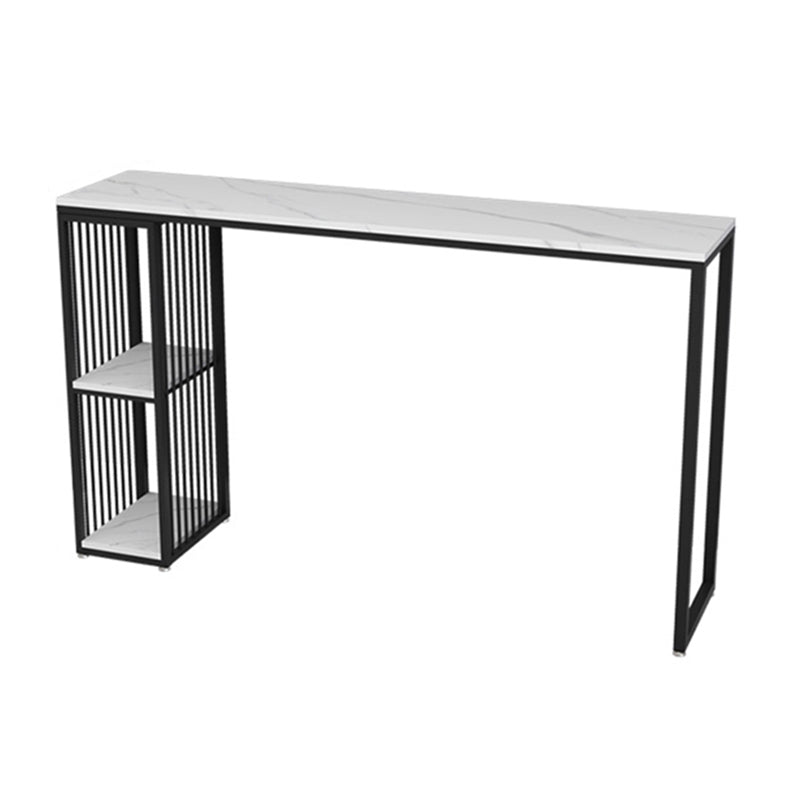 Glam Stone Bar Table Set 1/3 Pieces Rectangle Bar Table with Upholstered Stools Table Black White Clearhalo 'Bar Furniture' 'furn' 'furn_home_bar_bar_sets' 'Furniture' 'Home Bars & Bar Sets' 'home_bar_bar_sets' 'Kitchen & Dining Furniture' 7030217