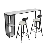 Glam Stone Bar Table Set 1/3 Pieces Rectangle Bar Table with Upholstered Stools Clearhalo 'Bar Furniture' 'furn' 'furn_home_bar_bar_sets' 'Furniture' 'Home Bars & Bar Sets' 'home_bar_bar_sets' 'Kitchen & Dining Furniture' 7030222