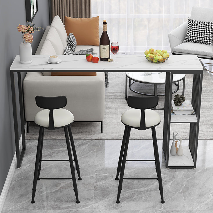 Glam Stone Bar Table Set 1/3 Pieces Rectangle Bar Table with Upholstered Stools Clearhalo 'Bar Furniture' 'furn' 'furn_home_bar_bar_sets' 'Furniture' 'Home Bars & Bar Sets' 'home_bar_bar_sets' 'Kitchen & Dining Furniture' 7030225