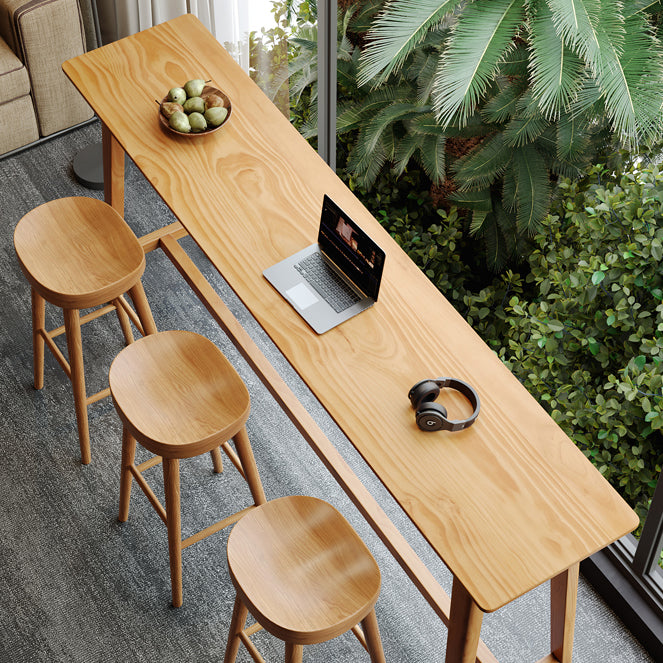 Rectangle Bar Pub Table Set 1/4 Pcs Solid Wood Bar Table and Backless Stools Clearhalo 'Bar Furniture' 'furn' 'furn_home_bar_bar_sets' 'Furniture' 'Home Bars & Bar Sets' 'home_bar_bar_sets' 'Kitchen & Dining Furniture' 7030270