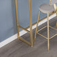 Glam rechthoekige bartafelset 1/3/4/5-delig bartafel met ijzeren frame en gestoffeerde krukken