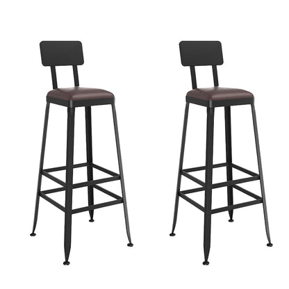 Black Contemporary Counter Height Stools Low Back Bar Stools 2 Piece Set Bar Stool(30"H) Clearhalo 'Bar Furniture' 'Bar Stools' 'bar_stools' 'furn' 'furn_bar_stools' 'Furniture' 'Kitchen & Dining Furniture' 7030293