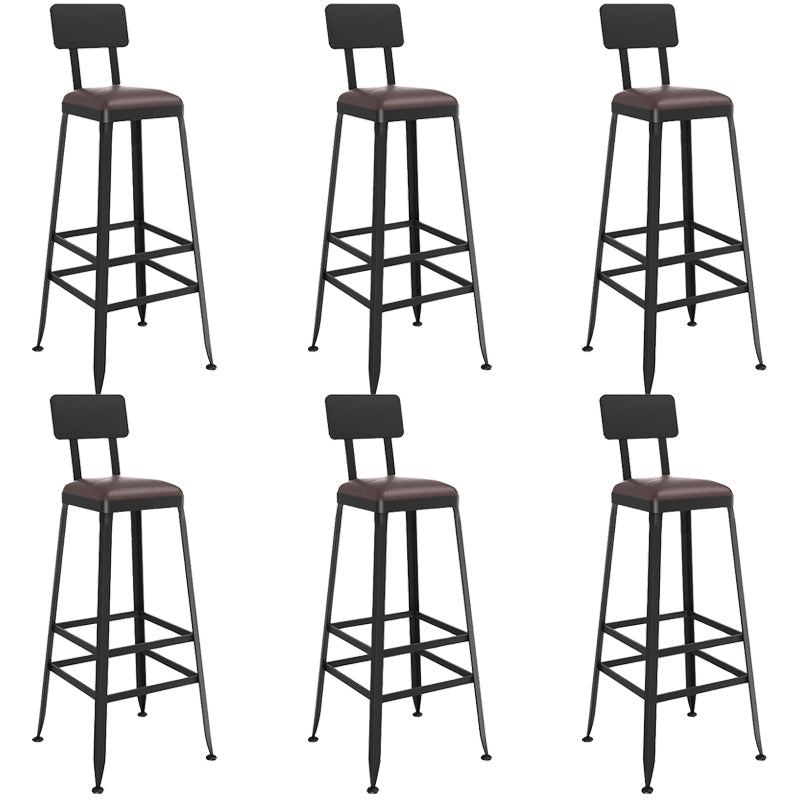 Black Contemporary Counter Height Stools Low Back Bar Stools 6 Piece Set Bar Stool(30"H) Clearhalo 'Bar Furniture' 'Bar Stools' 'bar_stools' 'furn' 'furn_bar_stools' 'Furniture' 'Kitchen & Dining Furniture' 7030300