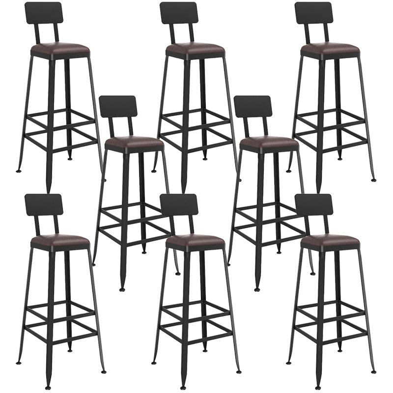 Black Contemporary Counter Height Stools Low Back Bar Stools 8 Piece Set Bar Stool(30"H) Clearhalo 'Bar Furniture' 'Bar Stools' 'bar_stools' 'furn' 'furn_bar_stools' 'Furniture' 'Kitchen & Dining Furniture' 7030305
