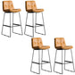 Modern Backrest Armless Counter Stool Iron Cafe Bar Stool with Cushion Orange 4 Piece Set Clearhalo 'Bar Furniture' 'Bar Stools' 'bar_stools' 'furn' 'furn_bar_stools' 'Furniture' 'Kitchen & Dining Furniture' 7030348