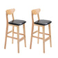 Industrial Armless Backrest Counter Stool Rubber Wood Cafe Bar Stool with Cushion