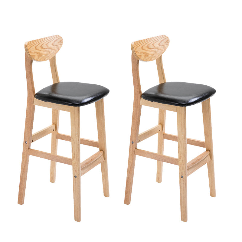 Industrial Armless Backrest Counter Stool Rubber Wood Cafe Bar Stool with Cushion