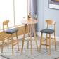 Industrial Armless Backrest Counter Stool Rubber Wood Cafe Bar Stool with Cushion