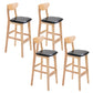 Industrial Armless Backrest Counter Stool Rubber Wood Cafe Bar Stool with Cushion