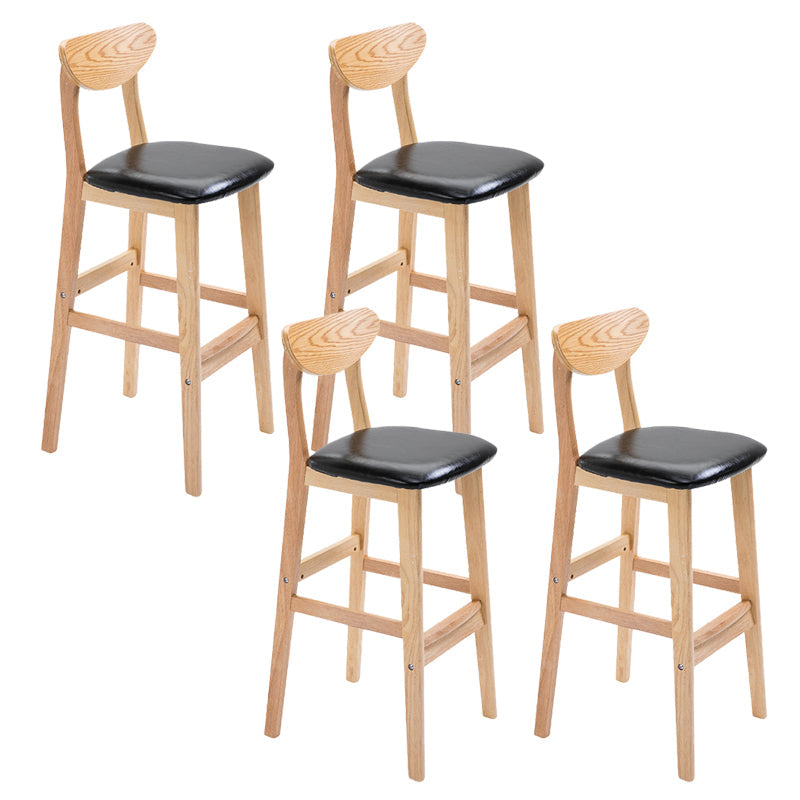 Industrial Armless Backrest Counter Stool Rubber Wood Cafe Bar Stool with Cushion