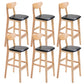 Industrial Armless Backrest Counter Stool Rubber Wood Cafe Bar Stool with Cushion