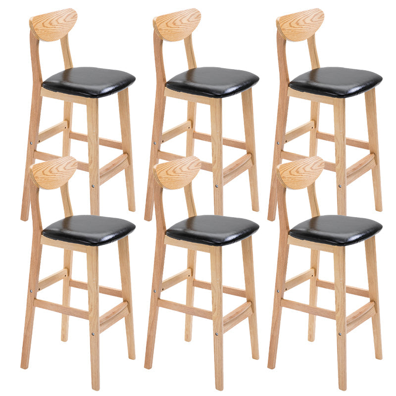 Industrial Armless Backrest Counter Stool Rubber Wood Cafe Bar Stool with Cushion