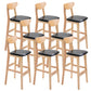 Industrial Armless Backrest Counter Stool Rubber Wood Cafe Bar Stool with Cushion