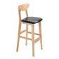 Industrial Armless Backrest Counter Stool Rubber Wood Cafe Bar Stool with Cushion