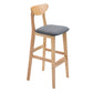 Industrial Armless Backrest Counter Stool Rubber Wood Cafe Bar Stool with Cushion