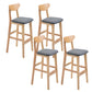 Industrial Armless Backrest Counter Stool Rubber Wood Cafe Bar Stool with Cushion