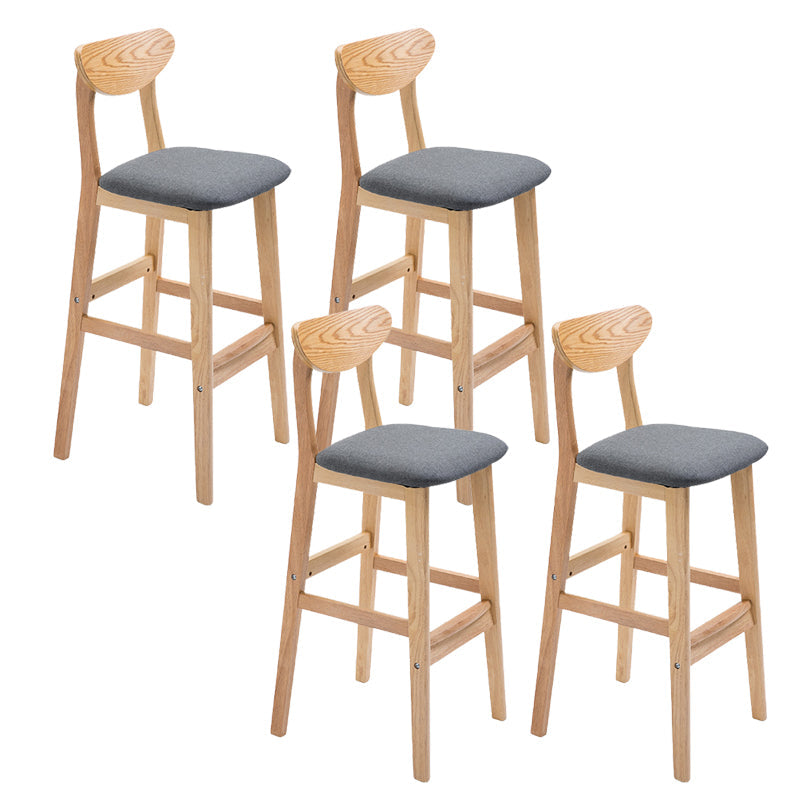 Industrial Armless Backrest Counter Stool Rubber Wood Cafe Bar Stool with Cushion