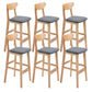 Industrial Armless Backrest Counter Stool Rubber Wood Cafe Bar Stool with Cushion