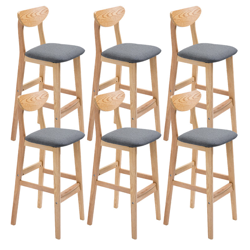Industrial Armless Backrest Counter Stool Rubber Wood Cafe Bar Stool with Cushion