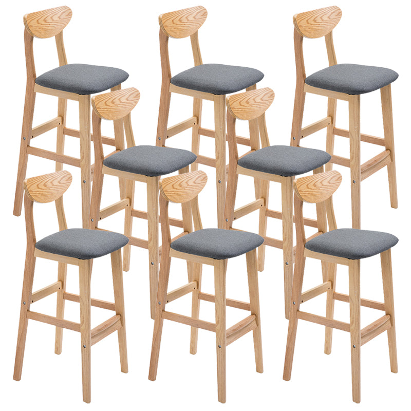 Industrial Armless Backrest Counter Stool Rubber Wood Cafe Bar Stool with Cushion