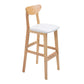 Industrial Armless Backrest Counter Stool Rubber Wood Cafe Bar Stool with Cushion