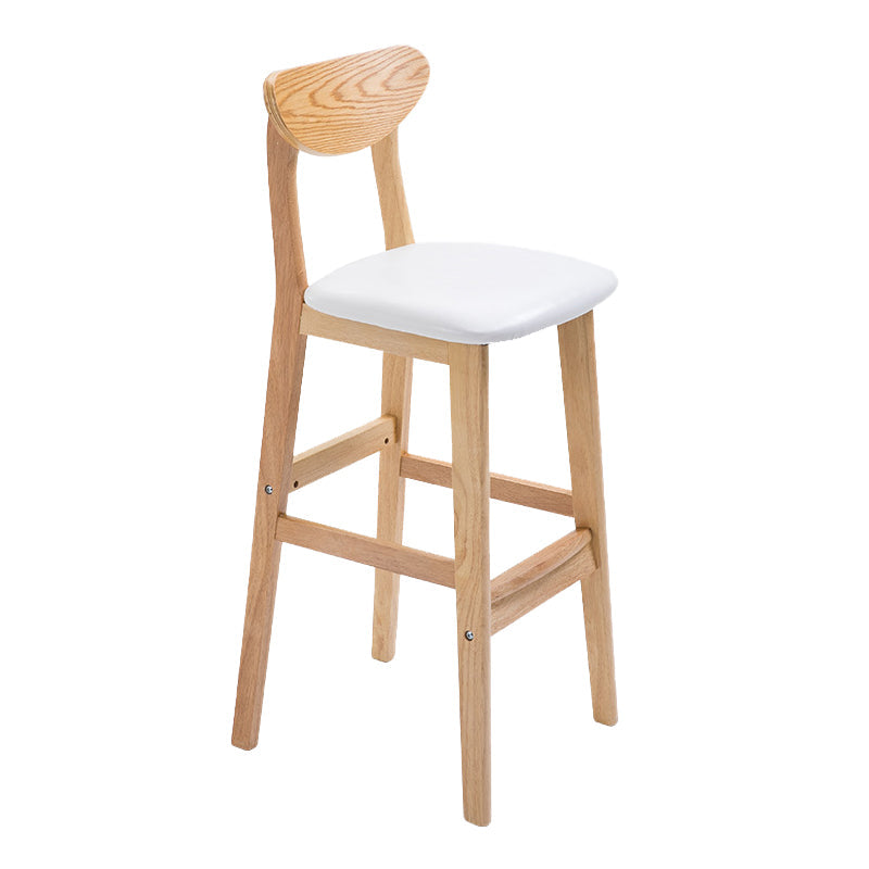 Industrial Armless Backrest Counter Stool Rubber Wood Cafe Bar Stool with Cushion