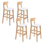 Industrial Armless Backrest Counter Stool Rubber Wood Cafe Bar Stool with Cushion