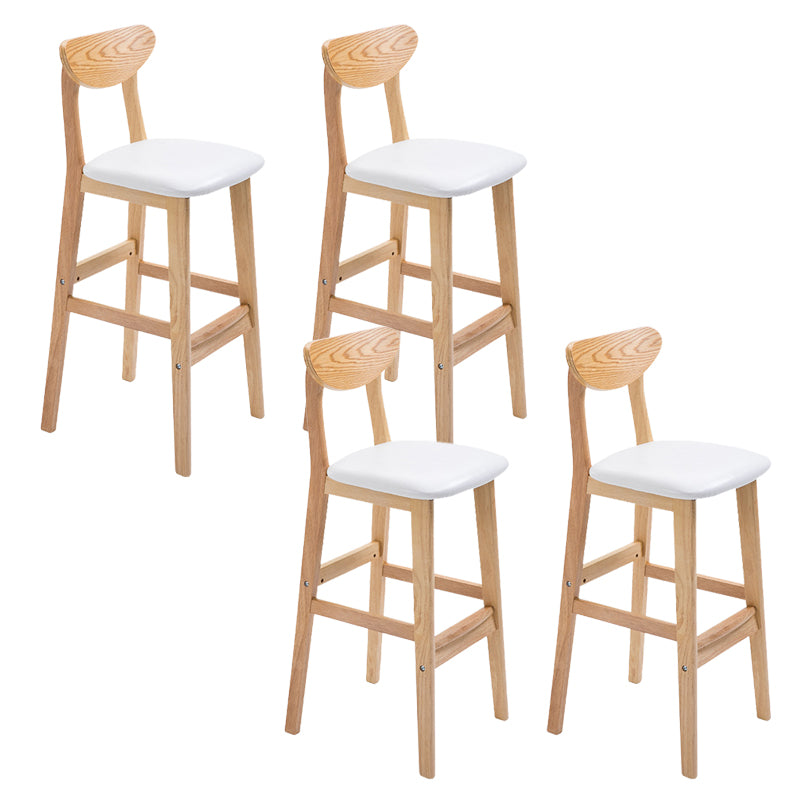 Industrial Armless Backrest Counter Stool Rubber Wood Cafe Bar Stool with Cushion