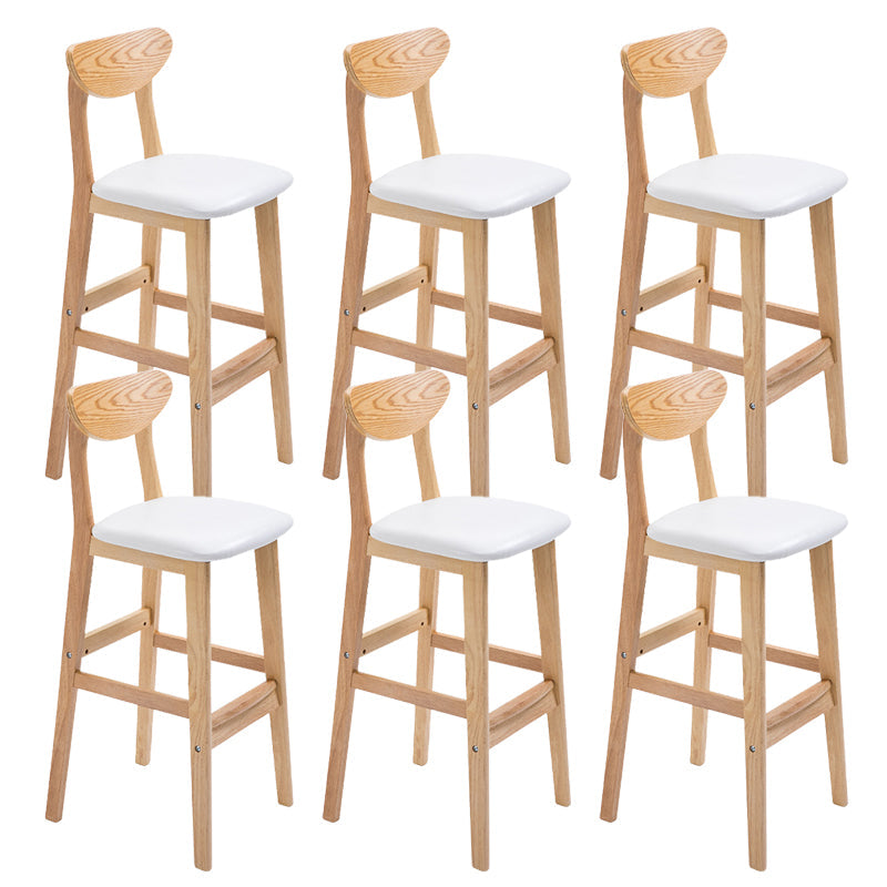 Industrial Armless Backrest Counter Stool Rubber Wood Cafe Bar Stool with Cushion