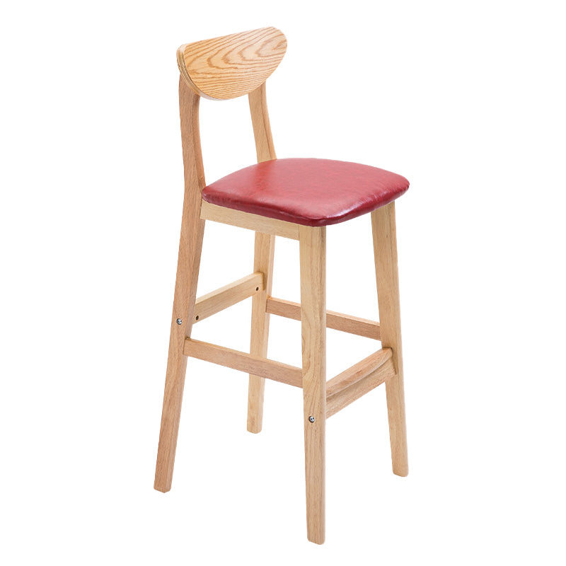 Industrial Armless Backrest Counter Stool Rubber Wood Cafe Bar Stool with Cushion