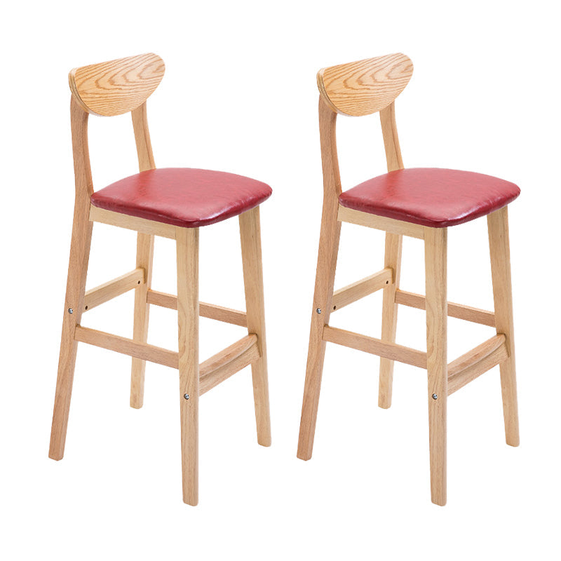 Industrial Armless Backrest Counter Stool Rubber Wood Cafe Bar Stool with Cushion