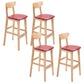 Industrial Armless Backrest Counter Stool Rubber Wood Cafe Bar Stool with Cushion