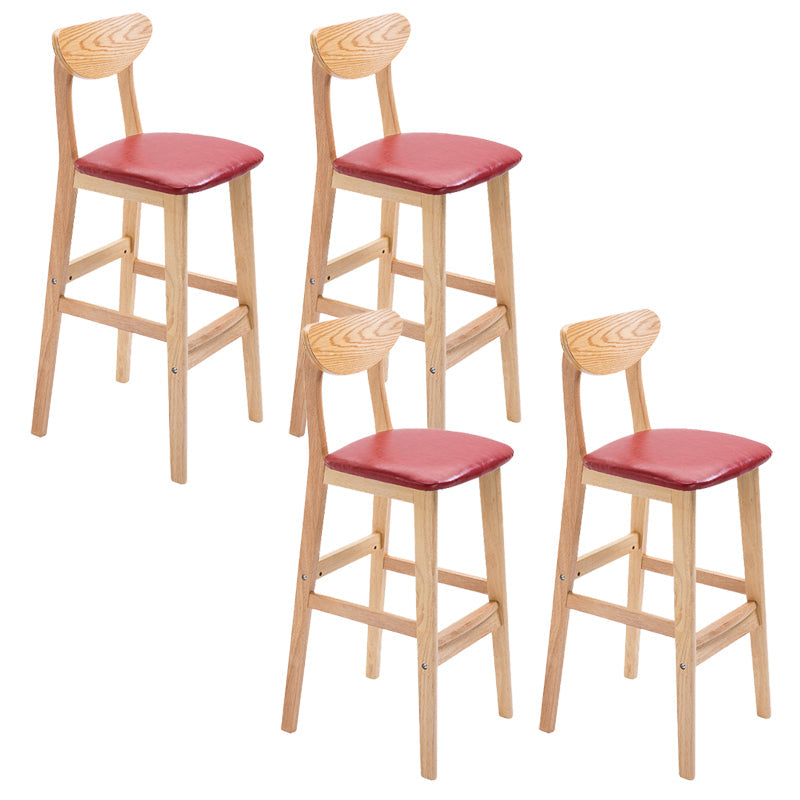 Industrial Armless Backrest Counter Stool Rubber Wood Cafe Bar Stool with Cushion