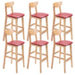 Industrial Armless Backrest Counter Stool Rubber Wood Cafe Bar Stool with Cushion