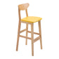Industrial Armless Backrest Counter Stool Rubber Wood Cafe Bar Stool with Cushion