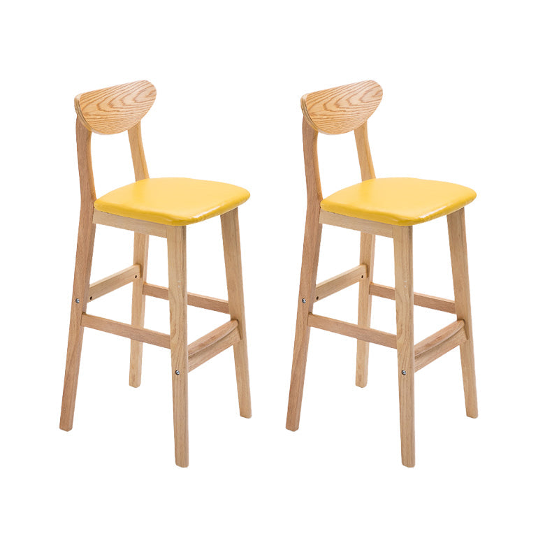 Industrial Armless Backrest Counter Stool Rubber Wood Cafe Bar Stool with Cushion