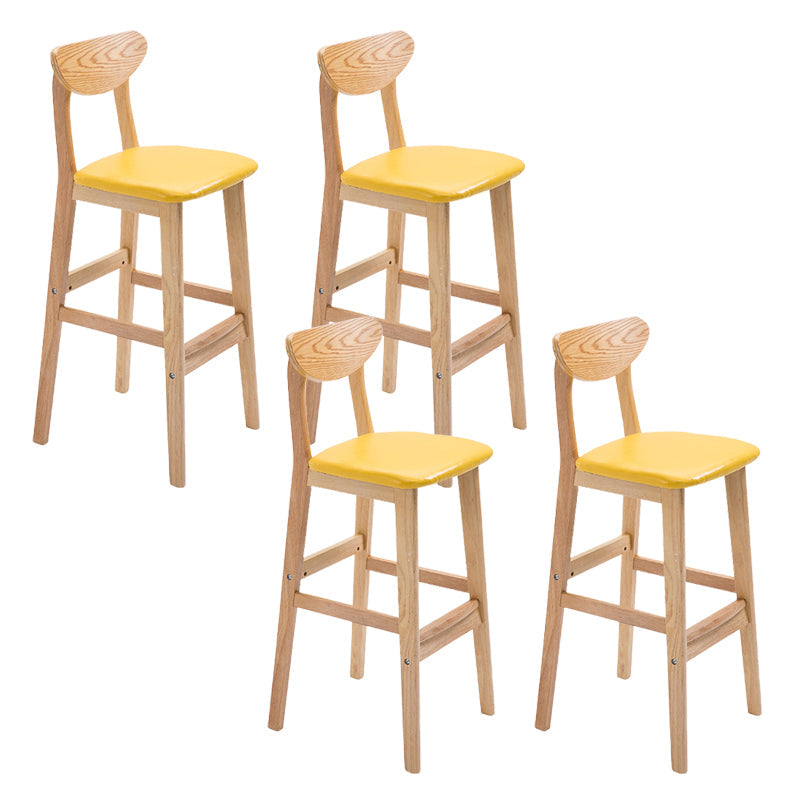 Industrial Armless Backrest Counter Stool Rubber Wood Cafe Bar Stool with Cushion