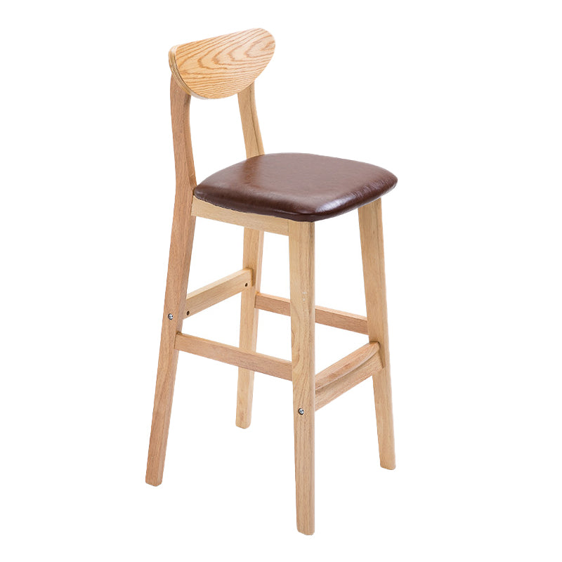 Industrial Armless Backrest Counter Stool Rubber Wood Cafe Bar Stool with Cushion