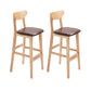 Industrial Armless Backrest Counter Stool Rubber Wood Cafe Bar Stool with Cushion