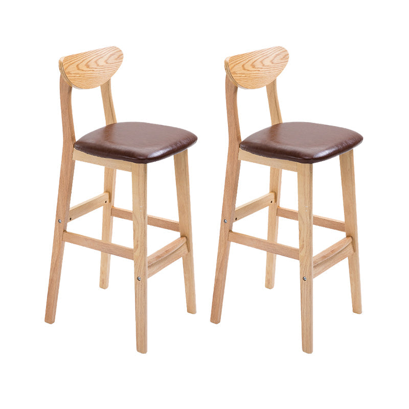 Industrial Armless Backrest Counter Stool Rubber Wood Cafe Bar Stool with Cushion