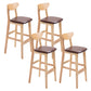 Industrial Armless Backrest Counter Stool Rubber Wood Cafe Bar Stool with Cushion