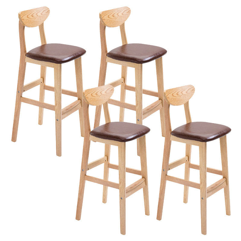 Industrial Armless Backrest Counter Stool Rubber Wood Cafe Bar Stool with Cushion
