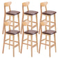 Industrial Armless Backrest Counter Stool Rubber Wood Cafe Bar Stool with Cushion
