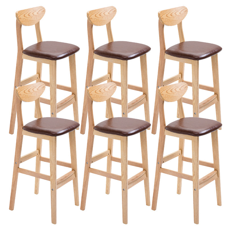 Industrial Armless Backrest Counter Stool Rubber Wood Cafe Bar Stool with Cushion